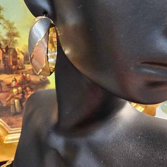 14 K Three color Gold, Electroform Women Earrings, Made in Italy - Picture 9 of 12